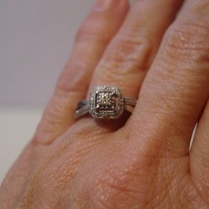 Sterling Diamond Ring Size 6 3/4